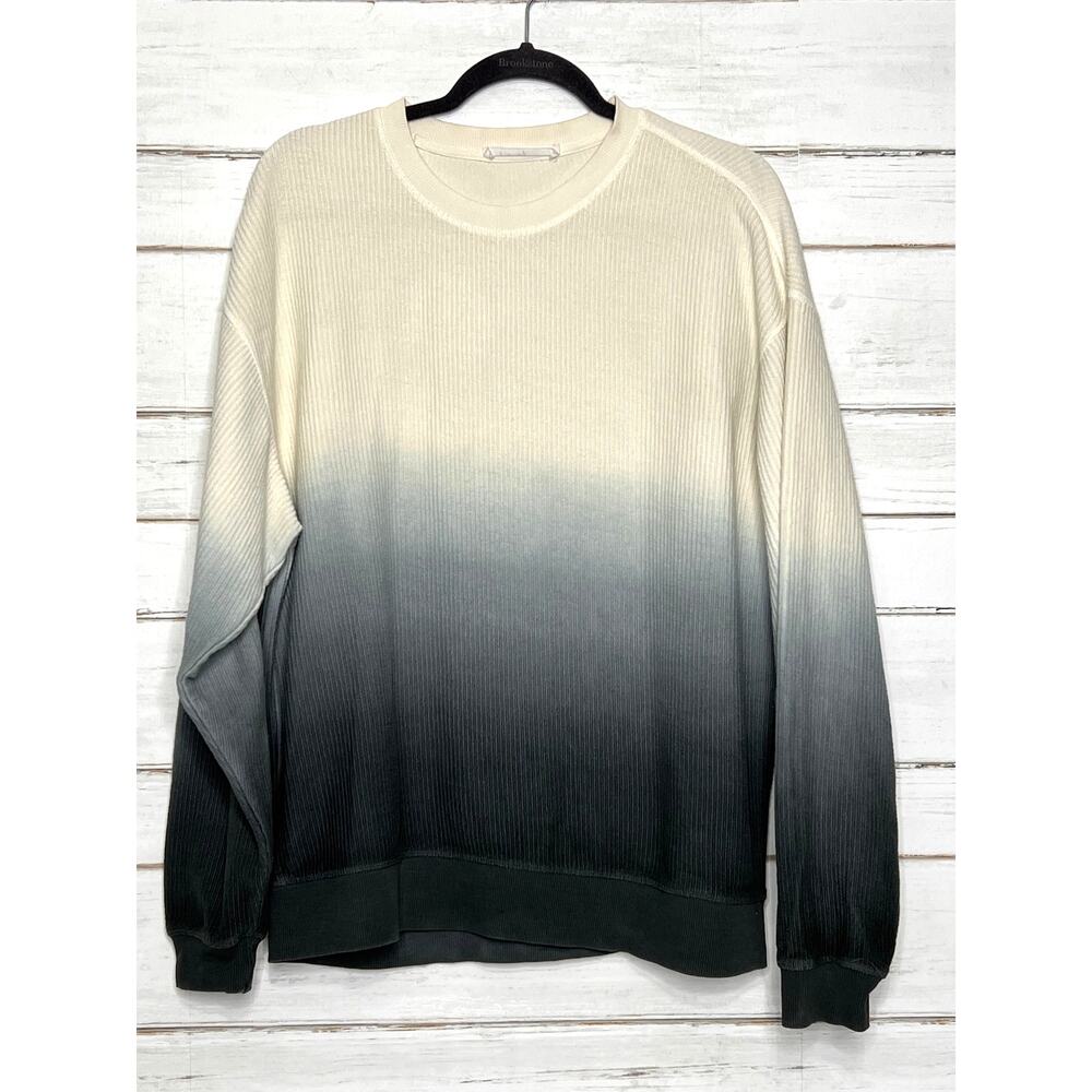 Moon Ryder Small Corded Crewneck Sweatshirt Cream Gray Cotton Long Sleeve